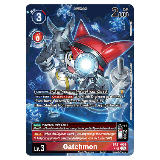 Gatchmon BT21-009a card from the Digimon set World Convergence