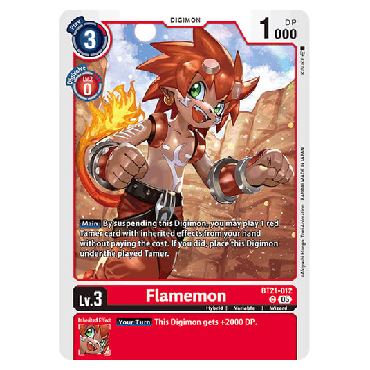 Flamemon BT21-012 card from the Digimon set World Convergence