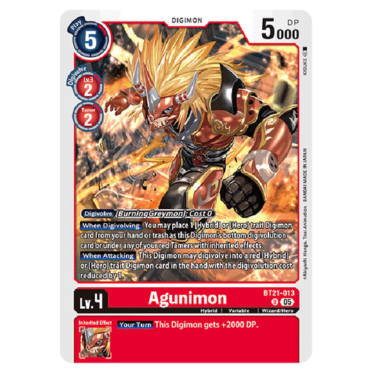 Agunimon BT21-013 card from the Digimon set World Convergence