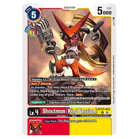 Shoutmon (King Version) BT21-016 card from the Digimon set World Convergence
