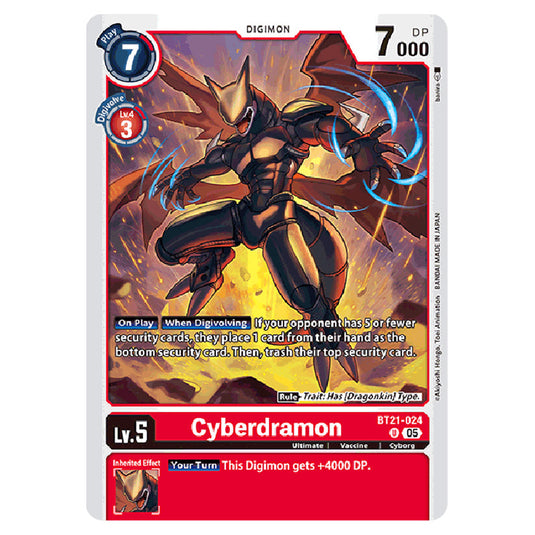 Cyberdramon BT21-024 card from the Digimon set World Convergence