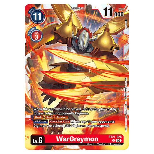 WarGreymon BT21-026 card from the Digimon set World Convergence
