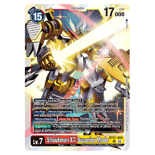 Shoutmon X7: Superior Mode BT21-030 card from the Digimon set World Convergence