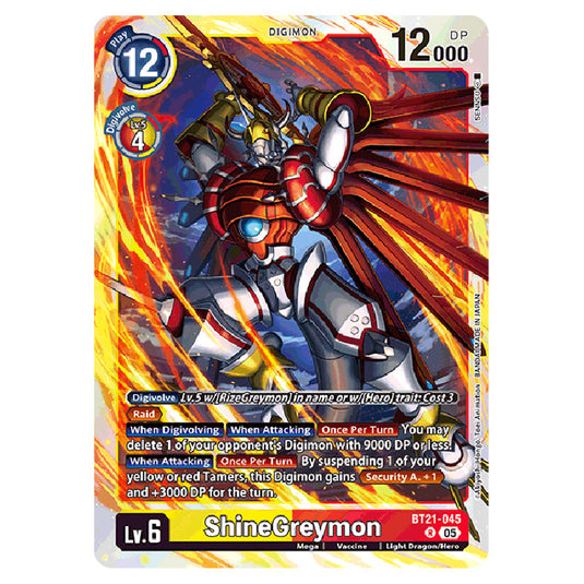 ShineGreymon BT21-045 card from the Digimon set World Convergence