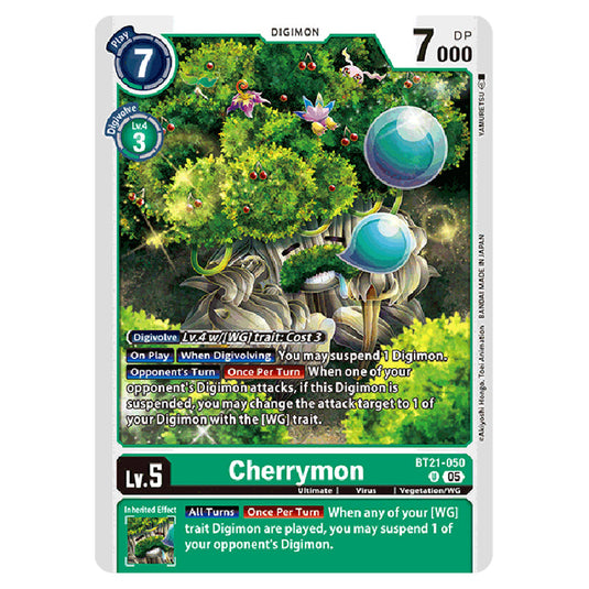 Cherrymon BT21-050 card from the Digimon set World Convergence
