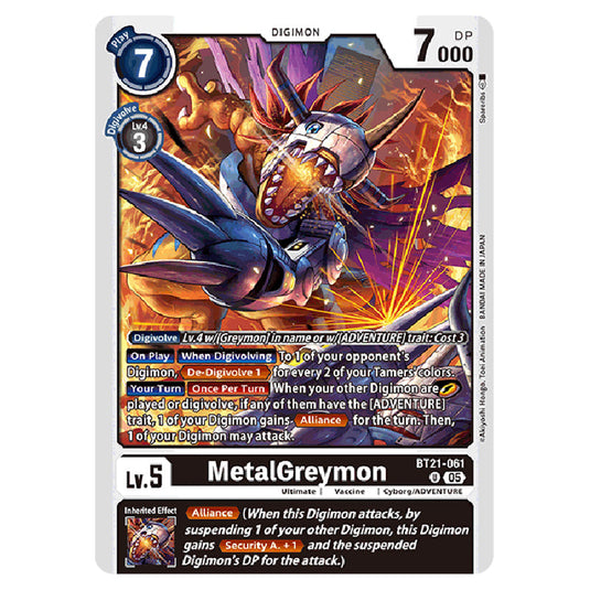 MetalGreymon BT21-061 card from the Digimon set World Convergence