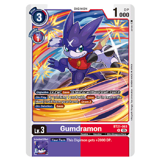 Gumdramon BT21-063 card from the Digimon set World Convergence