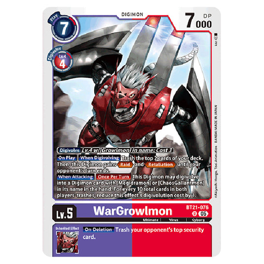 WarGrowlmon BT21-076 card from the Digimon set World Convergence