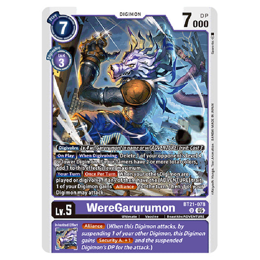 WereGarurumon BT21-078 card from the Digimon set World Convergence