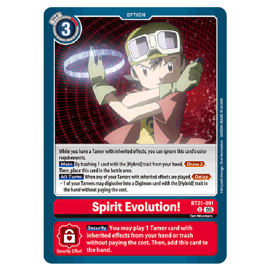 Spirit Evolution! BT21-091 card from the Digimon set World Convergence