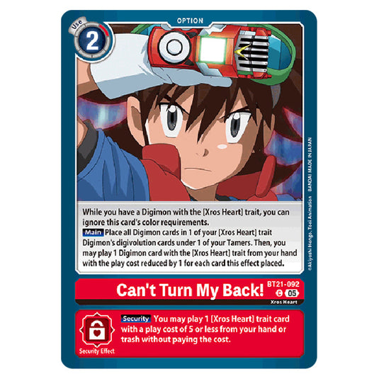 Can't Turn My Back! BT21-092 card from the Digimon set World Convergence