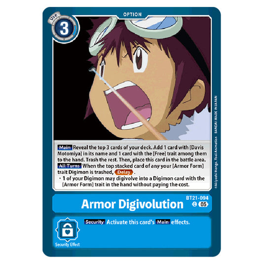Armor Digivolution BT21-094 card from the Digimon set World Convergence