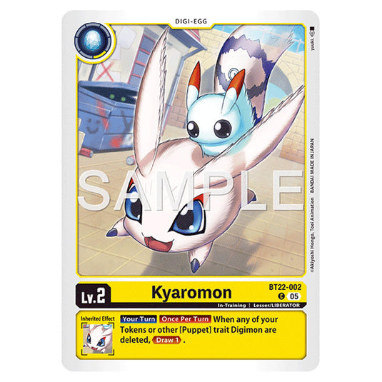 Kyaromon BT22-002 card from the Digimon set Cyber Eden