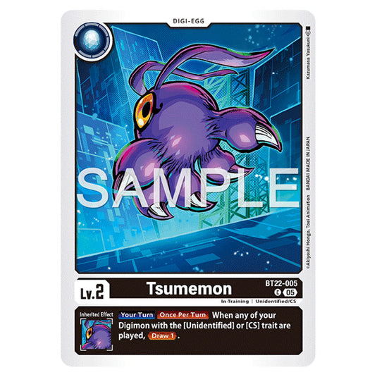 Tsumemon BT22-005 card from the Digimon set Cyber Eden