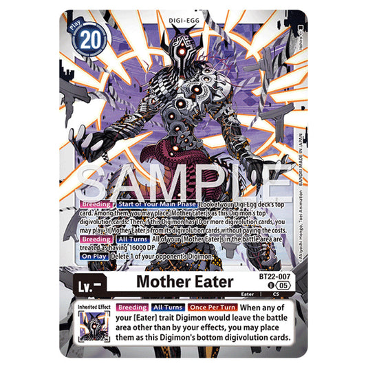 Mother Eater BT22-007 card from the Digimon set Cyber Eden