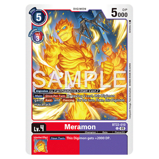 Meramon BT22-010 card from the Digimon set Cyber Eden