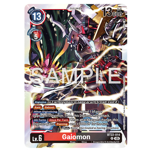 Gaiomon BT22-014 card from the Digimon set Cyber Eden