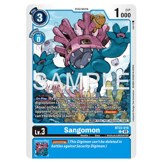 Sangomon BT22-018 card from the Digimon set Cyber Eden