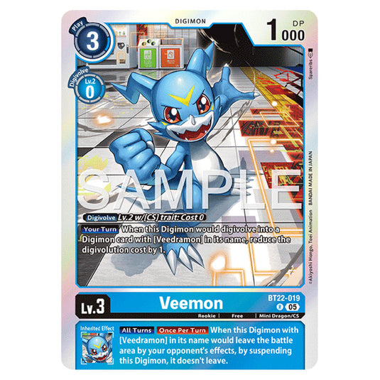 Veemon BT22-019 card from the Digimon set Cyber Eden