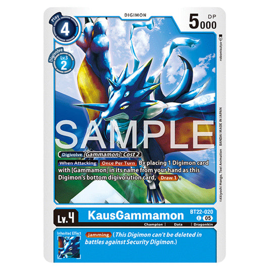 KausGammamon BT22-020 card from the Digimon set Cyber Eden
