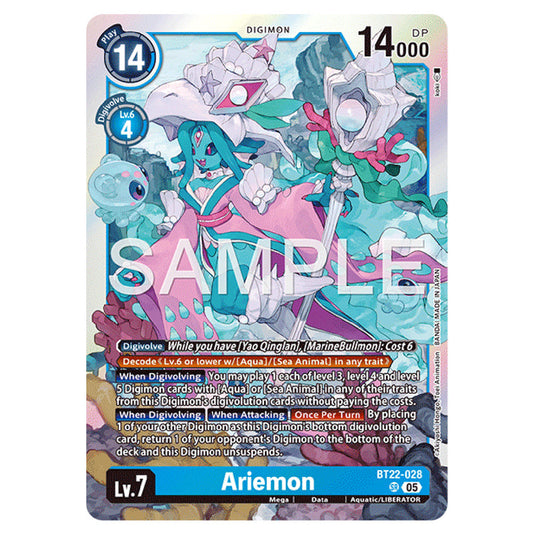 Ariemon BT22-028 card from the Digimon set Cyber Eden