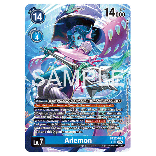 Ariemon BT22-028a card from the Digimon set Cyber Eden
