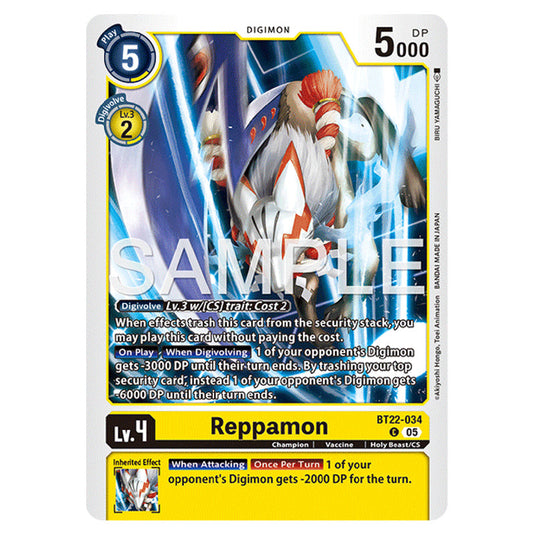 Reppamon BT22-034 card from the Digimon set Cyber Eden