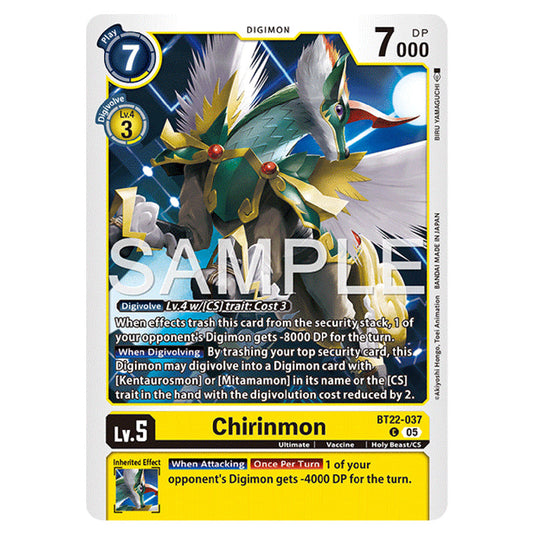 Chirinmon BT22-037 card from the Digimon set Cyber Eden