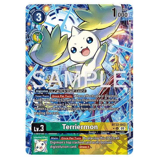 Terriermon BT22-043a card from the Digimon set Cyber Eden