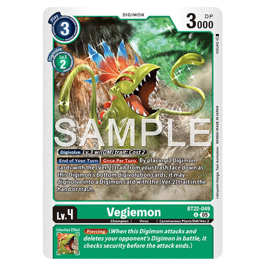 Vegiemon BT22-049 card from the Digimon set Cyber Eden