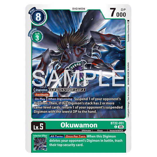 Okuwamon BT22-051 card from the Digimon set Cyber Eden