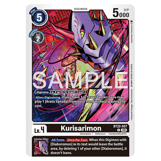 Kurisarimon BT22-057 card from the Digimon set Cyber Eden