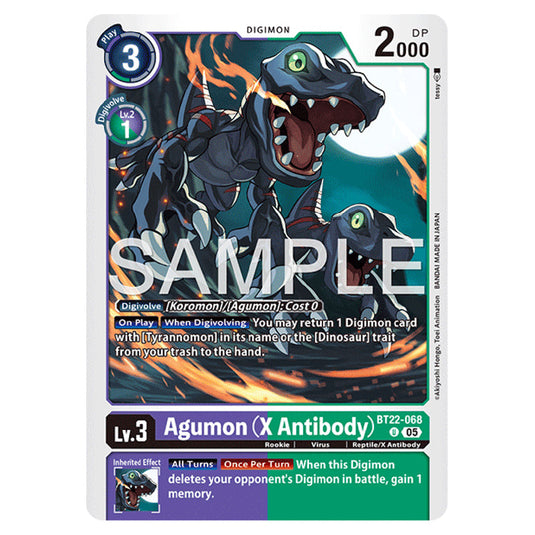 Agumon (X Antibody) BT22-068 card from the Digimon set Cyber Eden