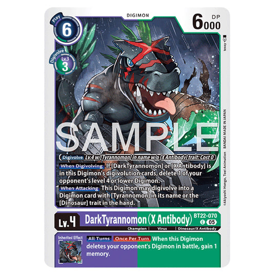 DarkTyrannomon (X Antibody) BT22-070 card from the Digimon set Cyber Eden