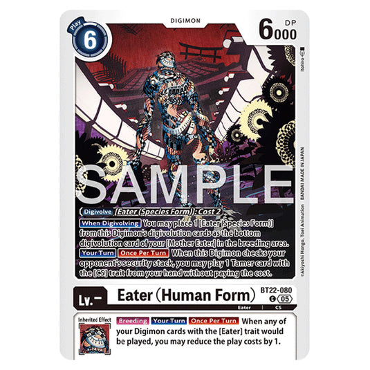 Eater (Human Form) BT22-080 card from the Digimon set Cyber Eden
