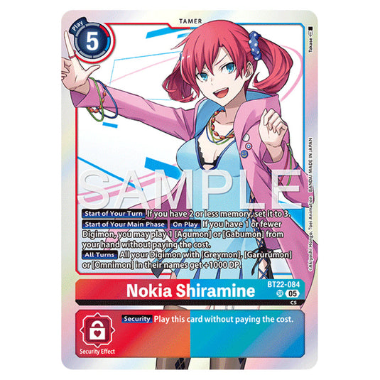 Nokia Shiramine BT22-084 card from the Digimon set Cyber Eden