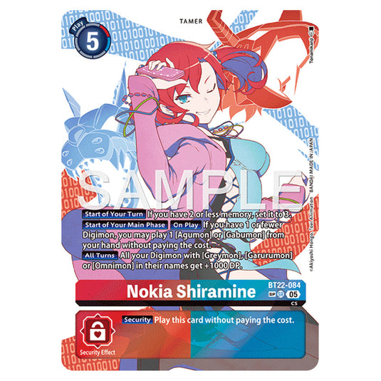 Nokia Shiramine BT22-084b card from the Digimon set Cyber Eden