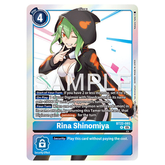 Rina Shinomiya BT22-085 card from the Digimon set Cyber Eden