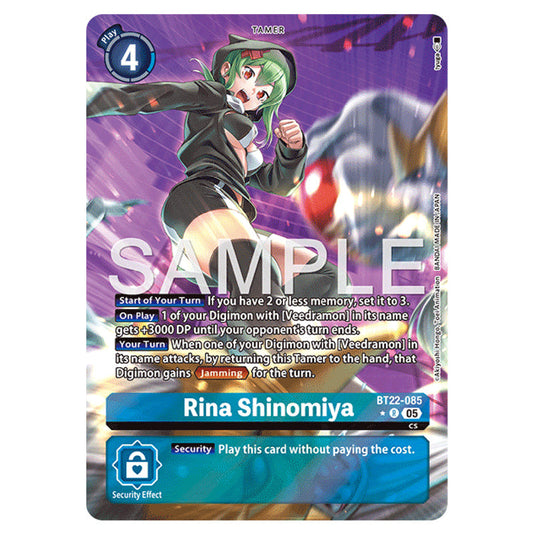 Rina Shinomiya BT22-085a card from the Digimon set Cyber Eden
