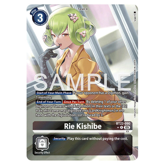 Rie Kishibe BT22-090a card from the Digimon set Cyber Eden