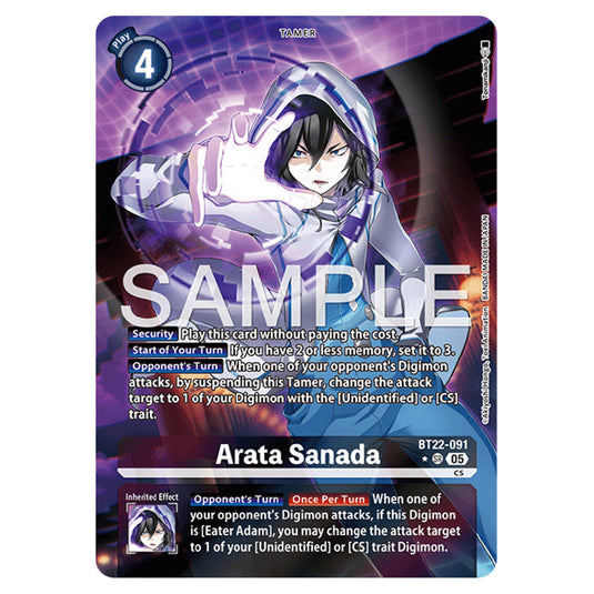 Arata Sanada BT22-091a card from the Digimon set Cyber Eden