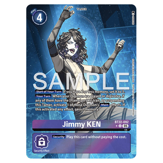 Jimmy KEN BT22-092a card from the Digimon set Cyber Eden