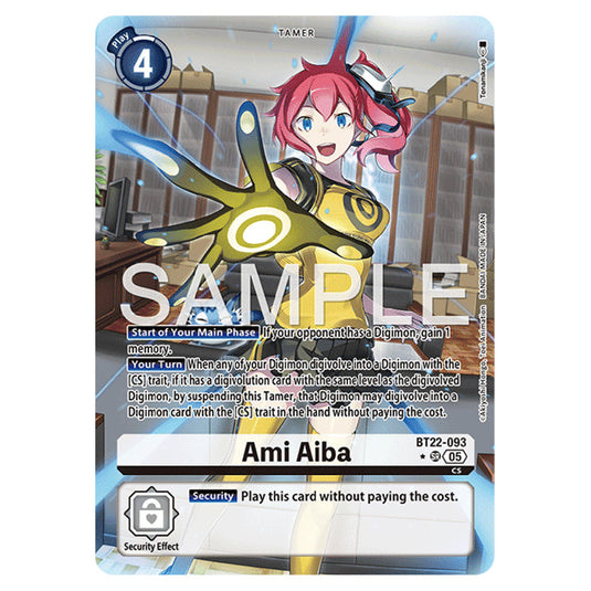 Ami Aiba BT22-093a card from the Digimon set Cyber Eden