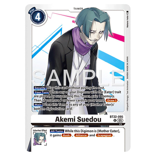 Akemi Suedou BT22-095 card from the Digimon set Cyber Eden