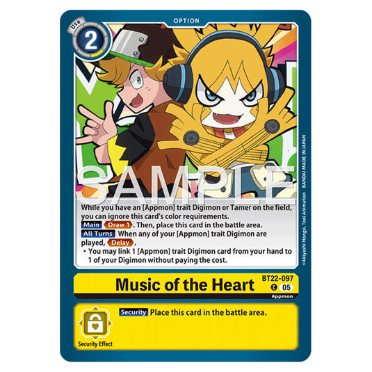 Music of the Heart BT22-097 card from the Digimon set Cyber Eden