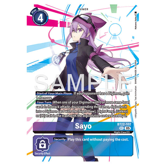 Sayo BT22-102 card from the Digimon set Cyber Eden