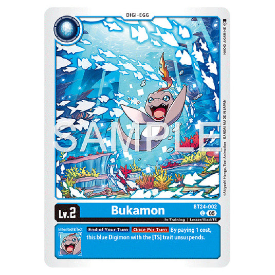 Bukamon BT24-002 card from the Digimon set BT-24: Time Stranger