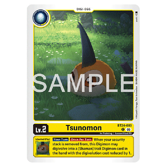 Tsunomon BT24-003 card from the Digimon set BT-24: Time Stranger