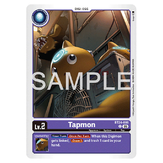Tapmon BT24-006 card from the Digimon set BT-24: Time Stranger