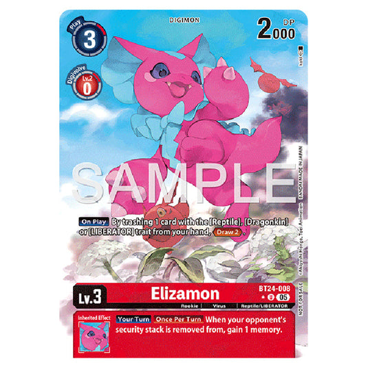 Elizamon BT24-008a card from the Digimon set BT-24: Time Stranger